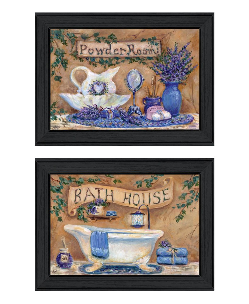Set Of Two Lavender Bath Black Framed Bathroom Wall Art — view 1