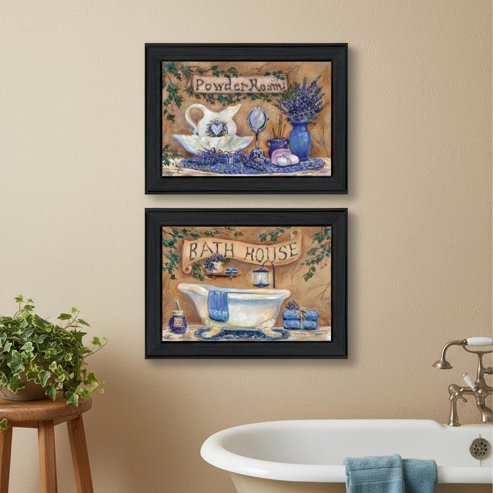 Set Of Two Lavender Bath Black Framed Bathroom Wall Art — view 4