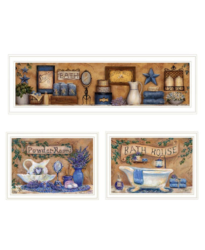 Set Of Three Rest And Relax with a Lavender Bath White Framed Bathroom Wall Art HomeRoots