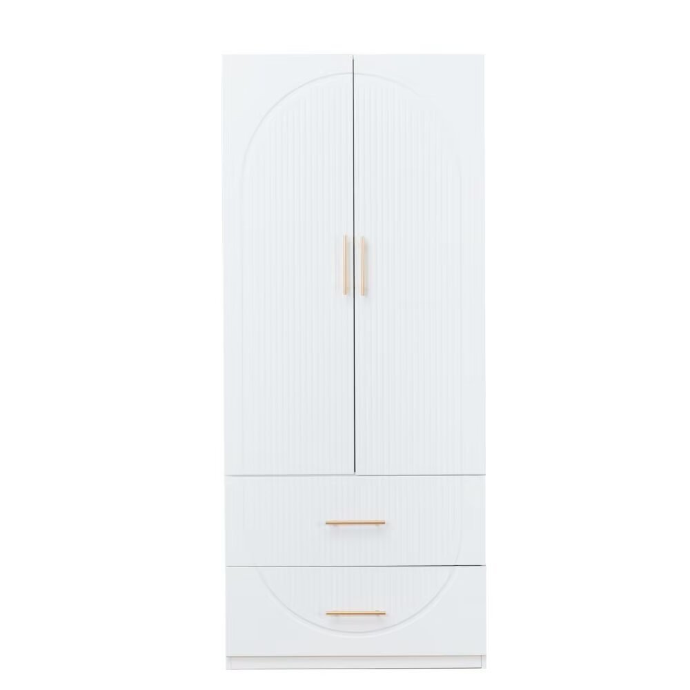 74" White Carved Geometric Two Door Two Drawer Combo Dresser HomeRoots