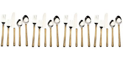 Matte Gold Stainless Steel Twenty Piece Hand Forged Flatware Set HomeRoots
