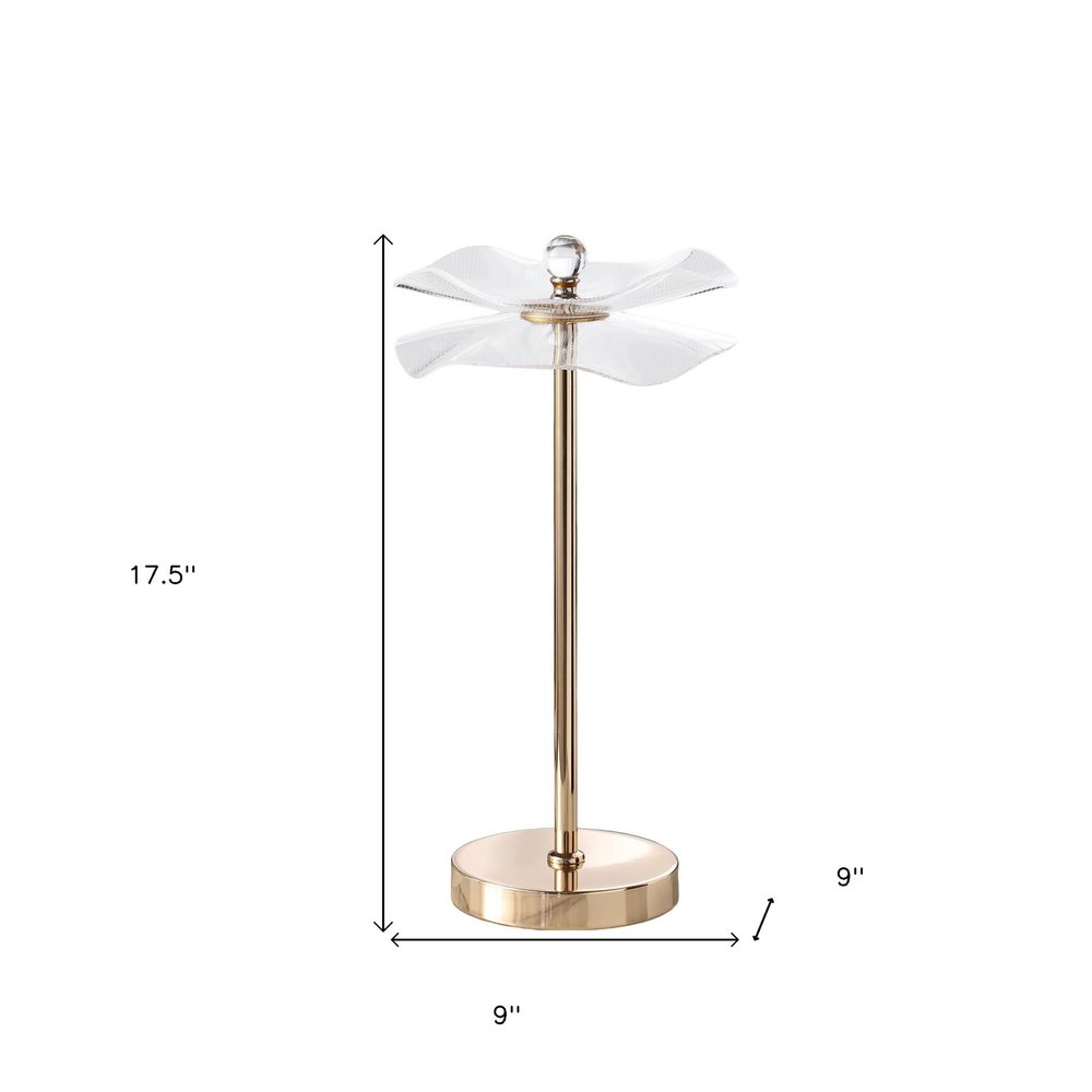 18" Gold Bedside Lamp With Novelty Shade HomeRoots