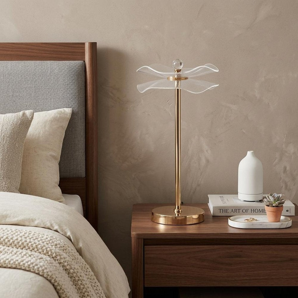 18" Gold Bedside Lamp With Novelty Shade HomeRoots