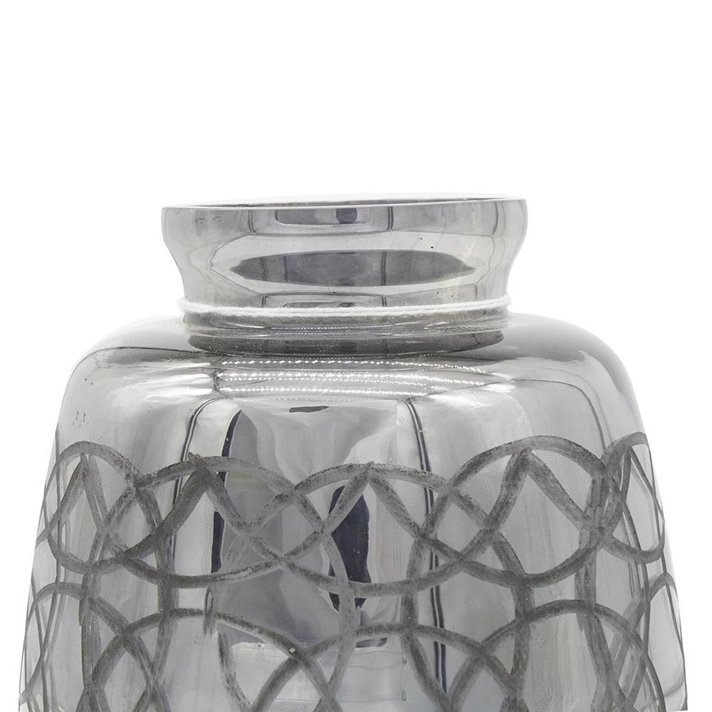 9" Dark Gray Geometric Etched Glass Table Vase HomeRoots