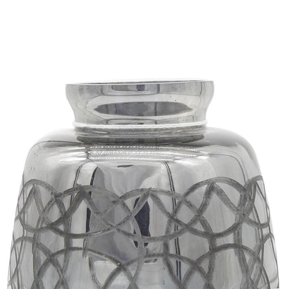 9" Dark Gray Geometric Etched Glass Table Vase HomeRoots