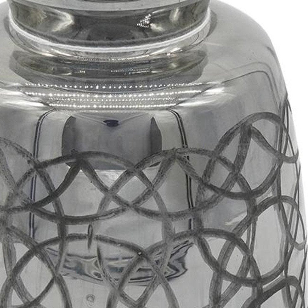9" Dark Gray Geometric Etched Glass Table Vase HomeRoots