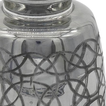 9" Dark Gray Geometric Etched Glass Table Vase HomeRoots