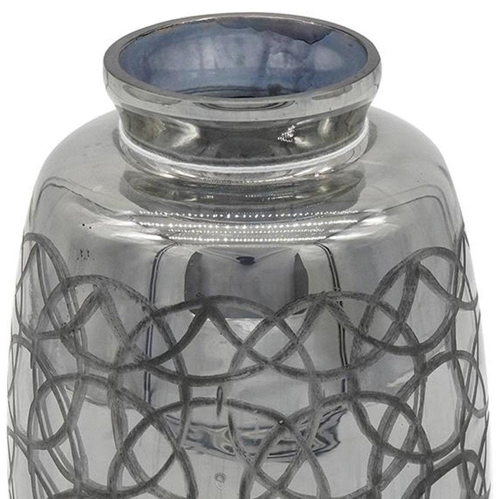 9" Dark Gray Geometric Etched Glass Table Vase HomeRoots