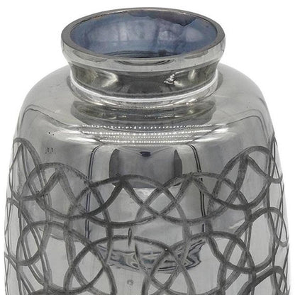 9" Dark Gray Geometric Etched Glass Table Vase HomeRoots