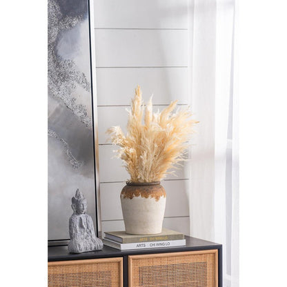 8" Brown And White Color Block Ceramic Round Table Vase HomeRoots