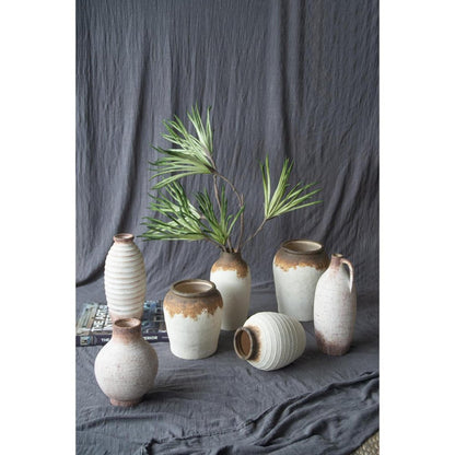8" Brown And White Color Block Ceramic Round Table Vase HomeRoots