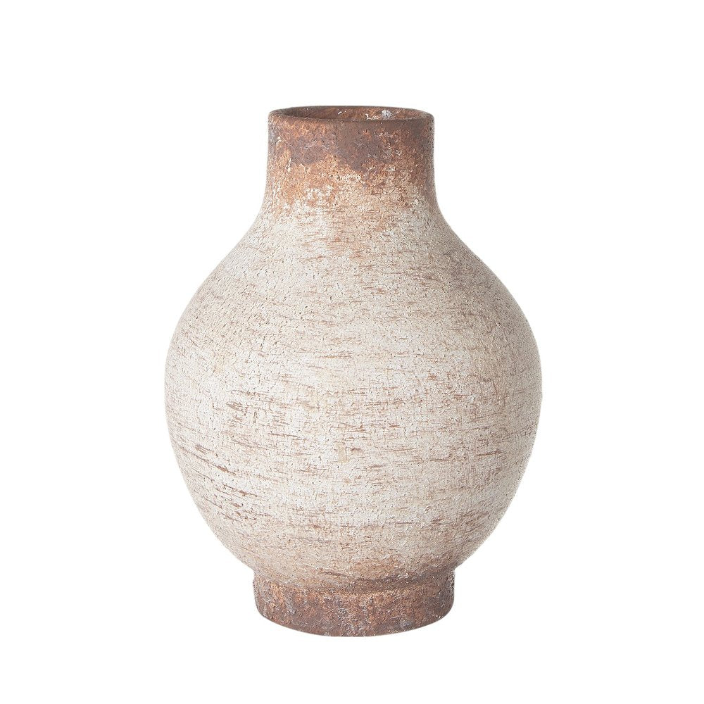 8" Ivory And Brown Round Ceramic Table Vase HomeRoots