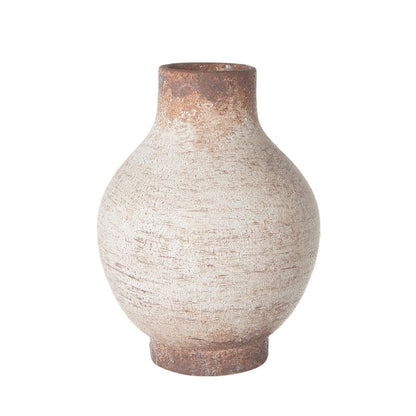 8" Ivory And Brown Round Ceramic Table Vase HomeRoots