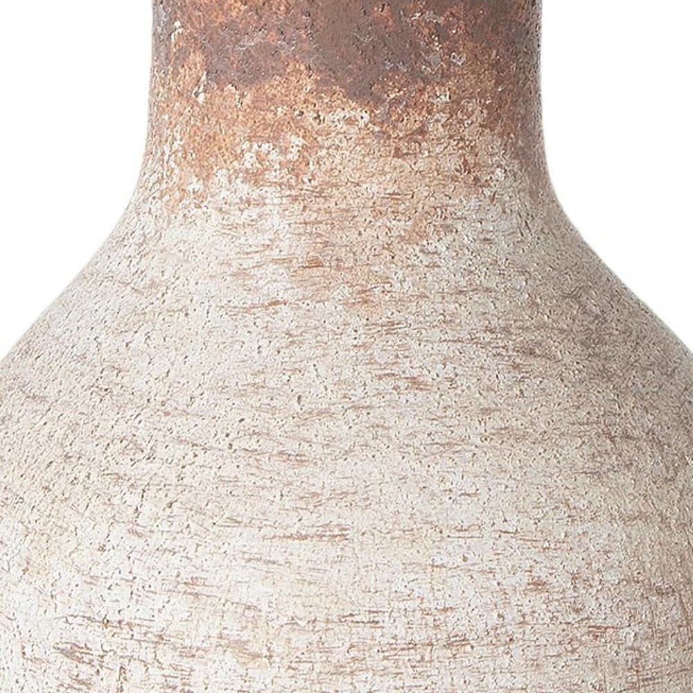 8" Ivory And Brown Round Ceramic Table Vase HomeRoots