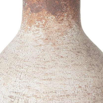 8" Ivory And Brown Round Ceramic Table Vase HomeRoots