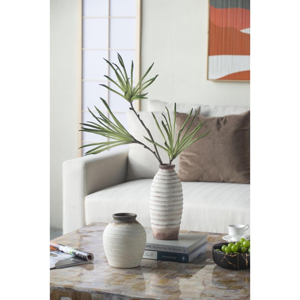 11" Ivory And Brown Round Ceramic Table Vase HomeRoots