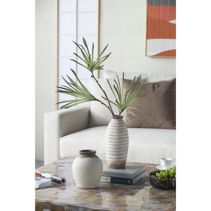 11" Ivory And Brown Round Ceramic Table Vase HomeRoots