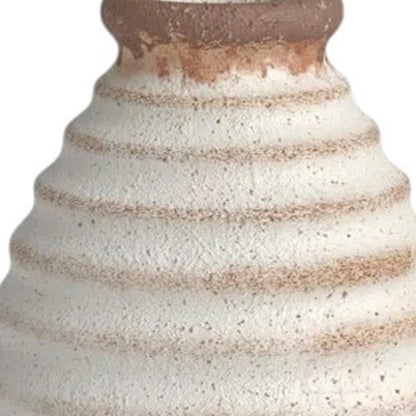 11" Ivory And Brown Round Ceramic Table Vase HomeRoots
