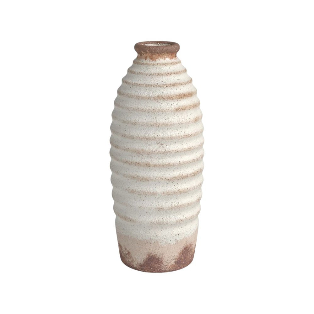 11" Ivory And Brown Round Ceramic Table Vase HomeRoots