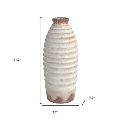 11" Ivory And Brown Round Ceramic Table Vase HomeRoots