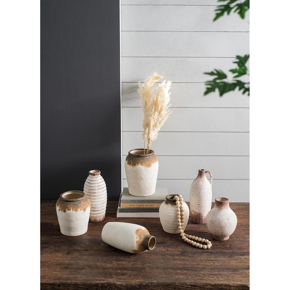 11" Ivory And Brown Round Ceramic Table Vase HomeRoots
