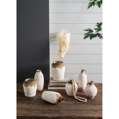 11" Ivory And Brown Round Ceramic Table Vase HomeRoots