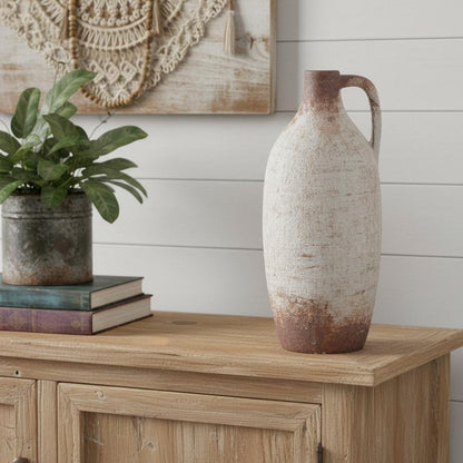 12" Brown And White Ceramic Round Jug Vase HomeRoots