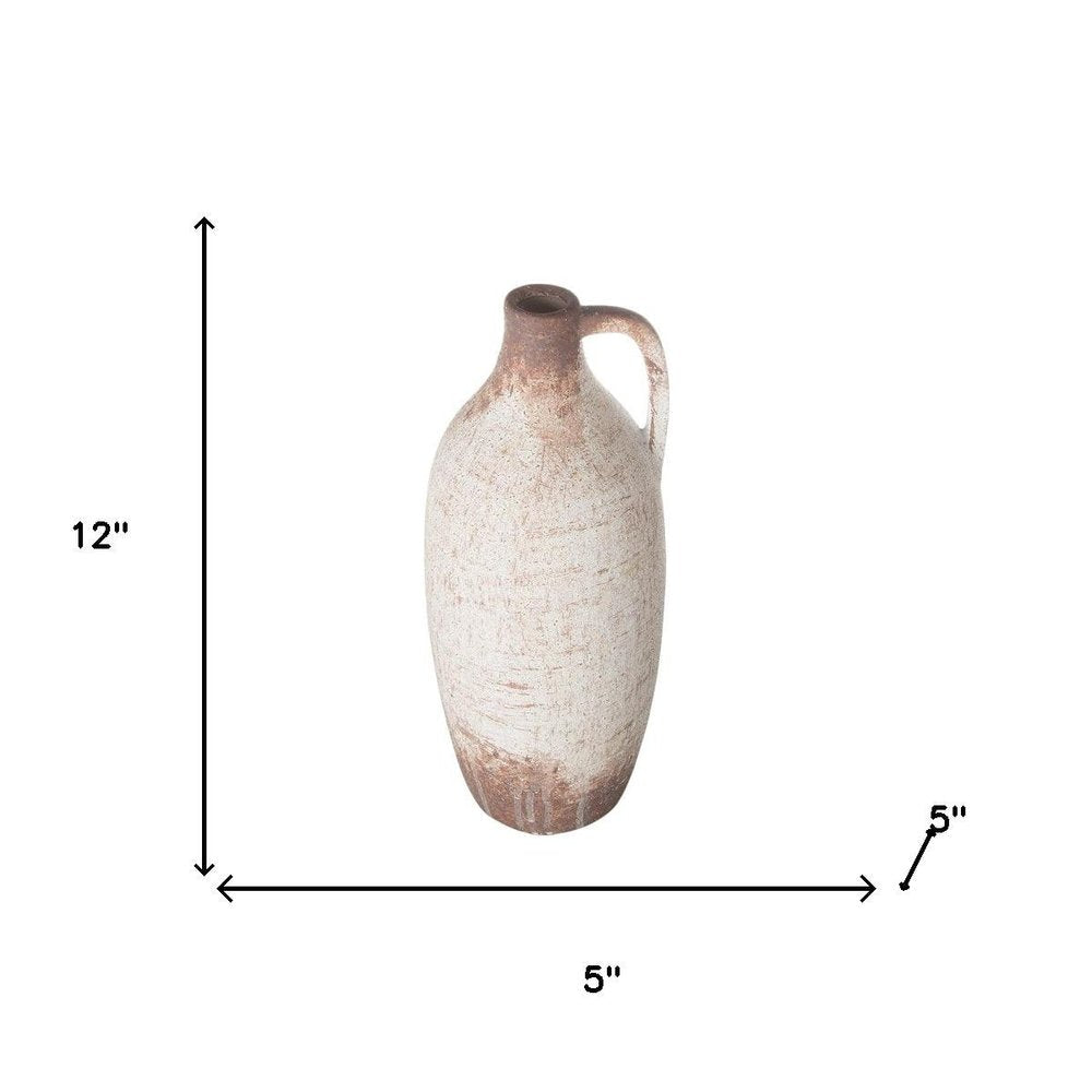 12" Brown And White Ceramic Round Jug Vase HomeRoots