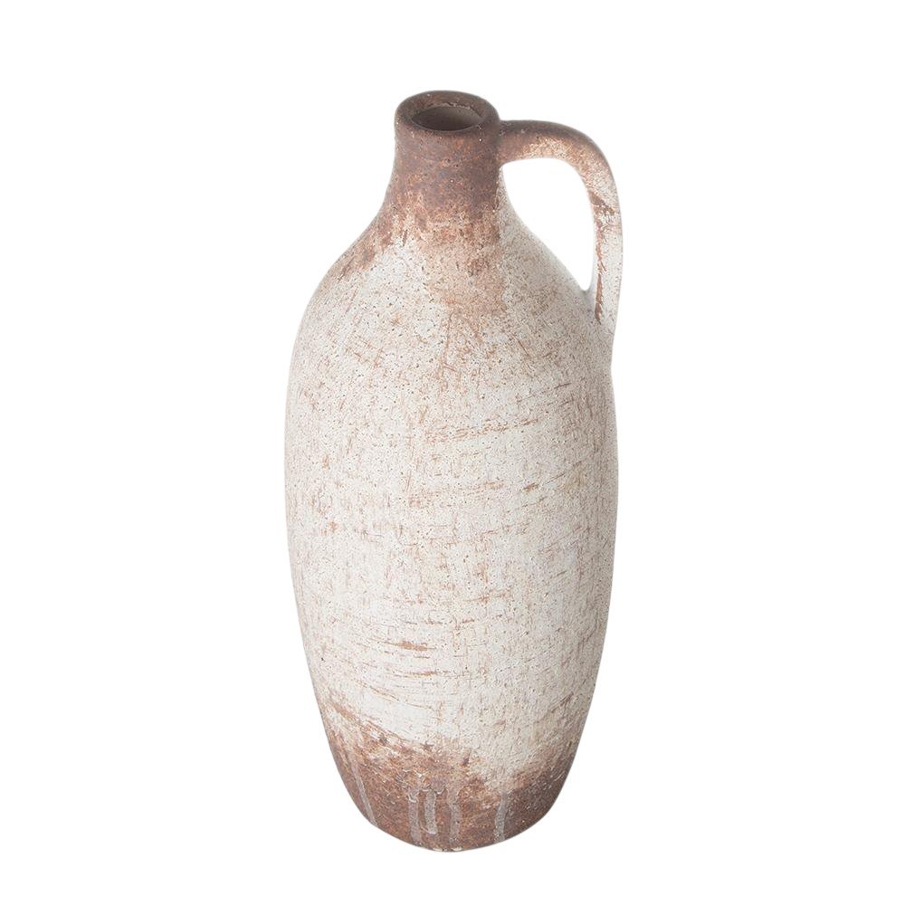 12" Brown And White Ceramic Round Jug Vase HomeRoots