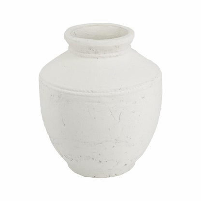14" White Terracotta Round Jug Vase HomeRoots