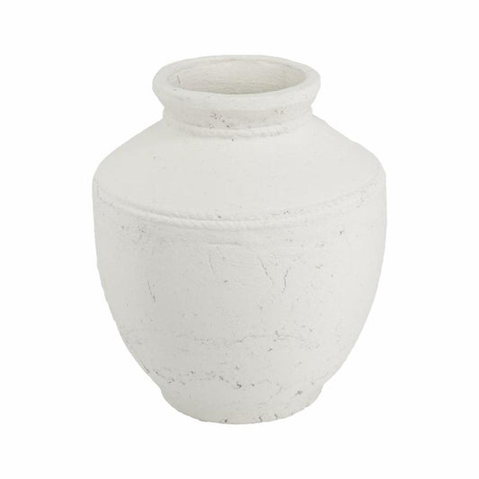 14" White Terracotta Round Jug Vase HomeRoots