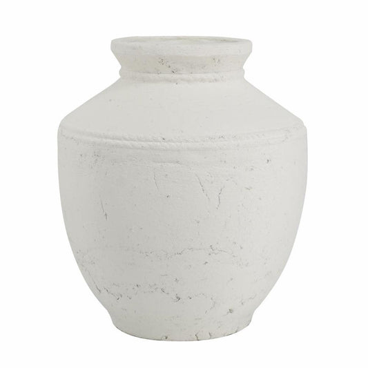 14" White Terracotta Round Jug Vase HomeRoots