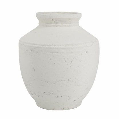 14" White Terracotta Round Jug Vase HomeRoots