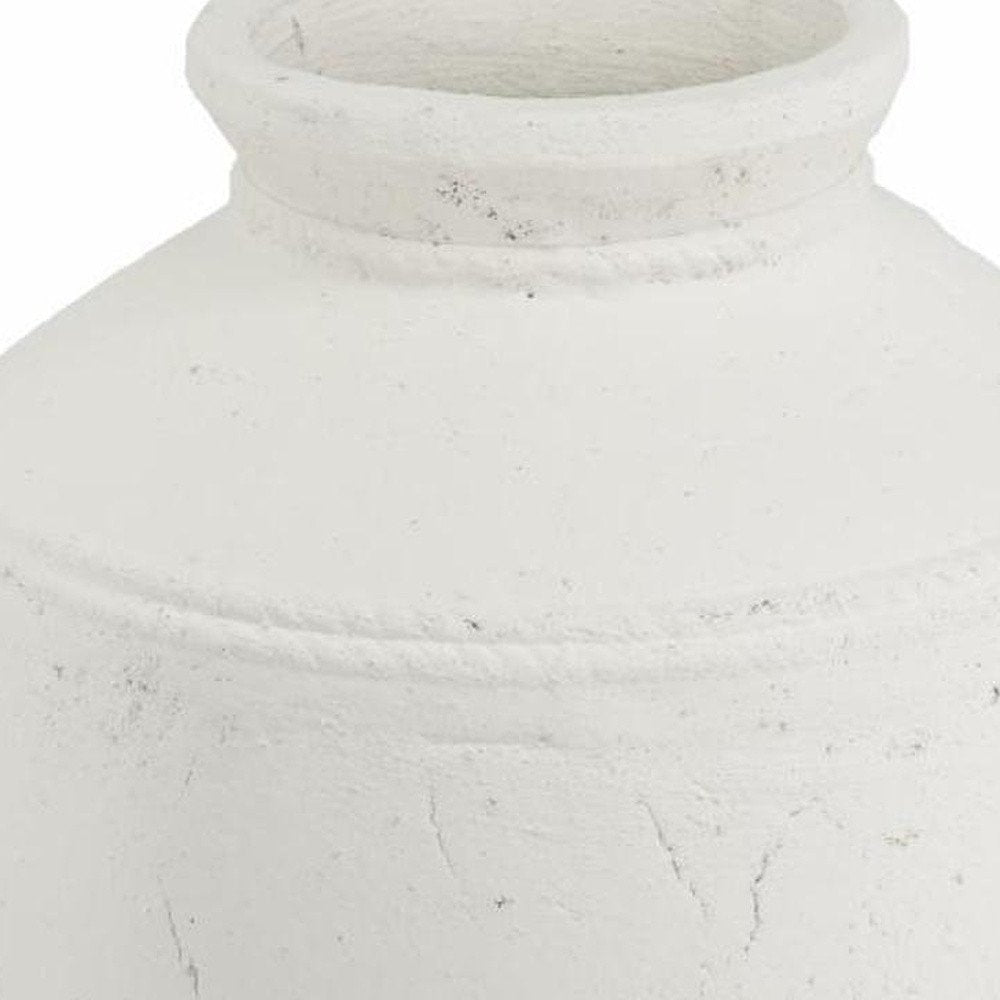 14" White Terracotta Round Jug Vase HomeRoots