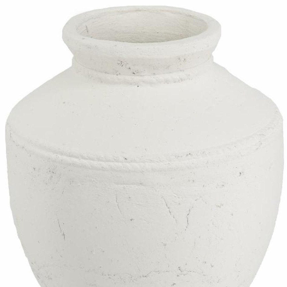 14" White Terracotta Round Jug Vase HomeRoots
