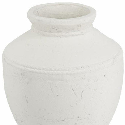 14" White Terracotta Round Jug Vase HomeRoots