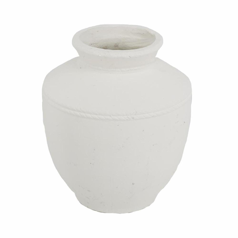 16" White Terracotta Round Jug Vase HomeRoots