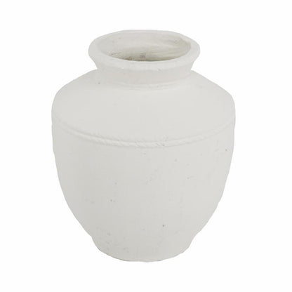 16" White Terracotta Round Jug Vase HomeRoots