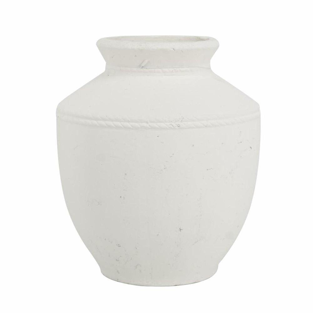 16" White Terracotta Round Jug Vase HomeRoots