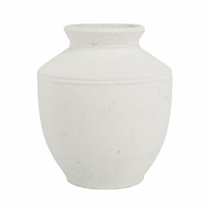 16" White Terracotta Round Jug Vase HomeRoots