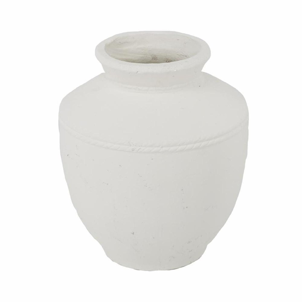 16" White Terracotta Round Jug Vase HomeRoots