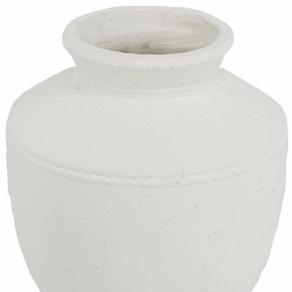 16" White Terracotta Round Jug Vase HomeRoots