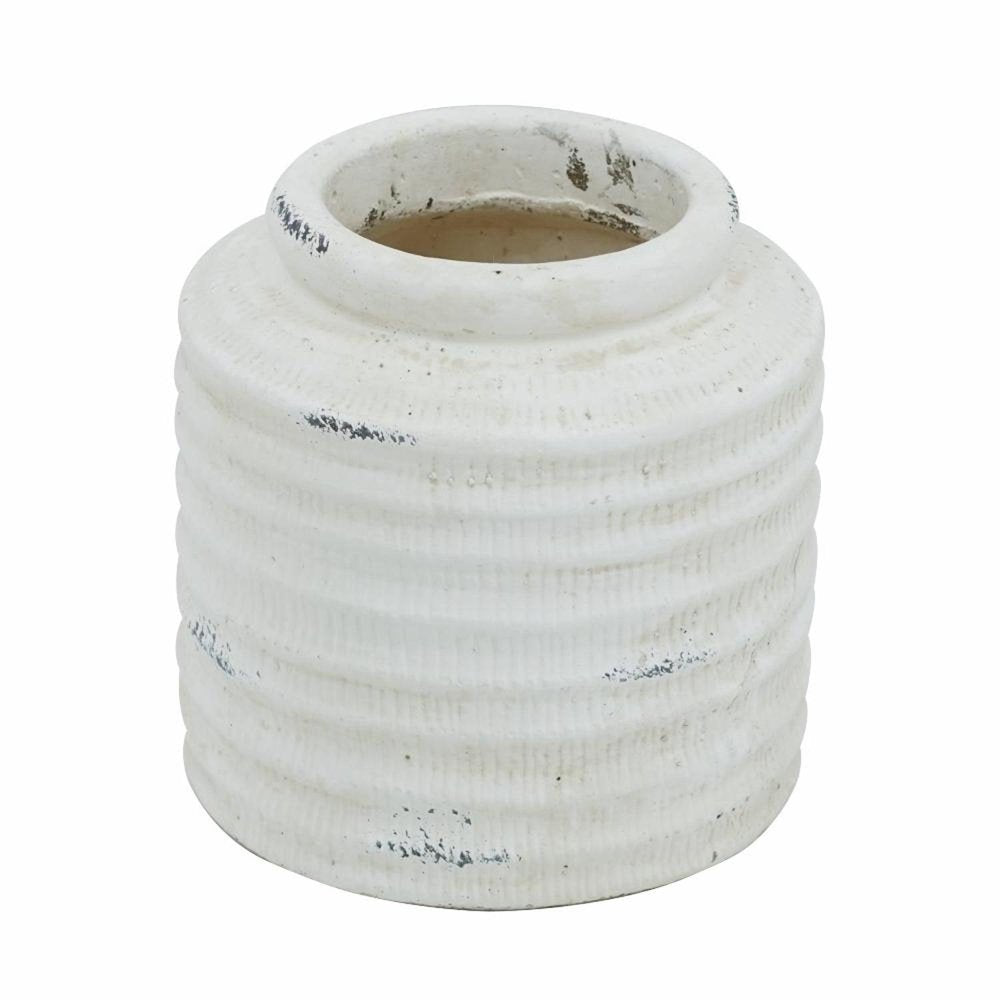 6" White Stoneware Round Jug Vase HomeRoots