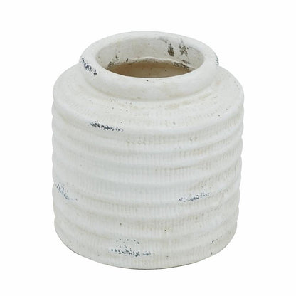 6" White Stoneware Round Jug Vase HomeRoots