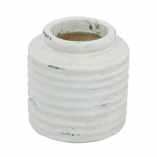 6" White Stoneware Round Jug Vase HomeRoots