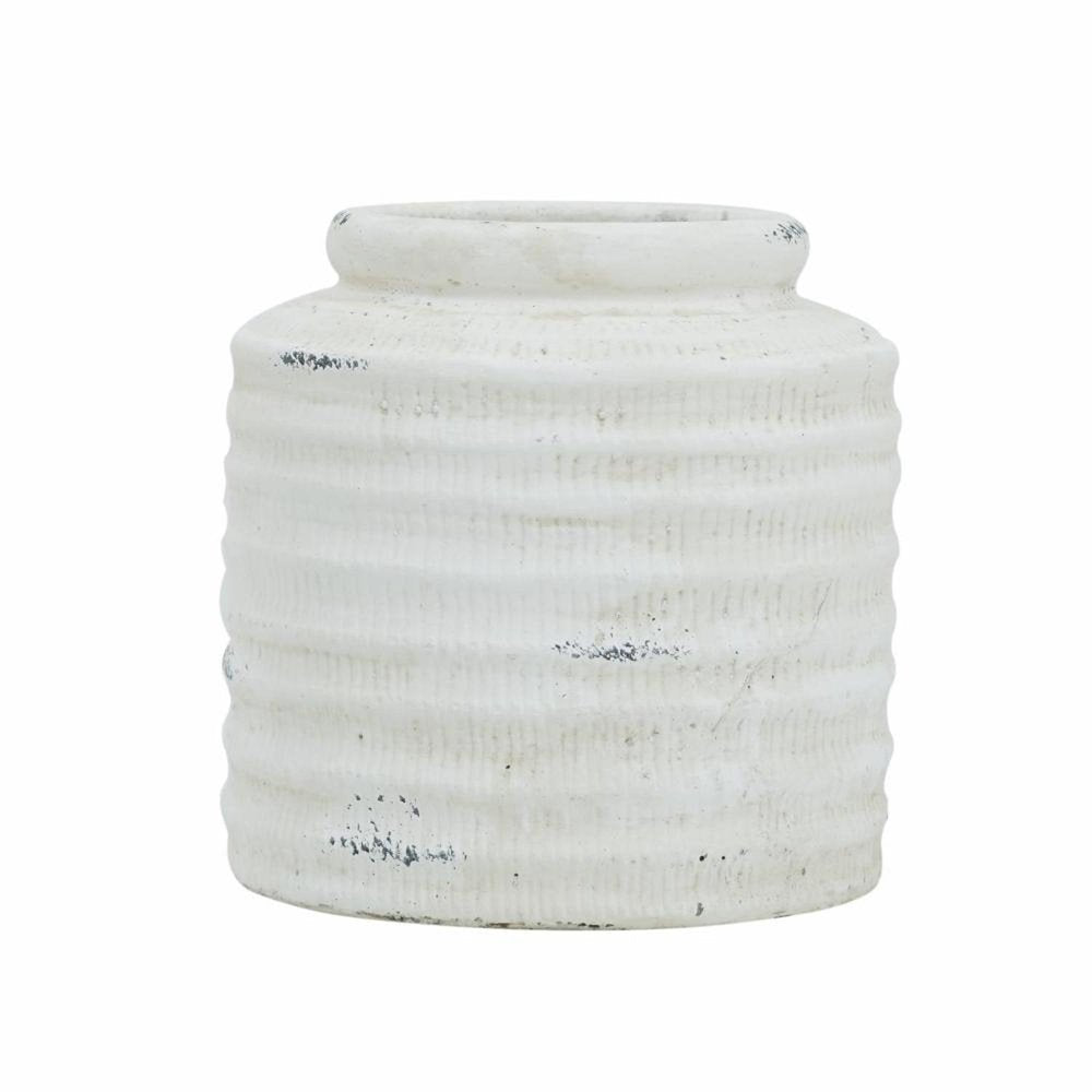 6" White Stoneware Round Jug Vase HomeRoots