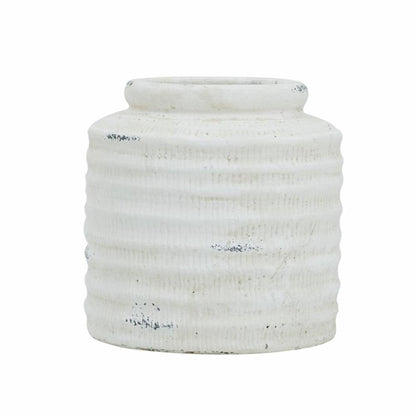 6" White Stoneware Round Jug Vase HomeRoots