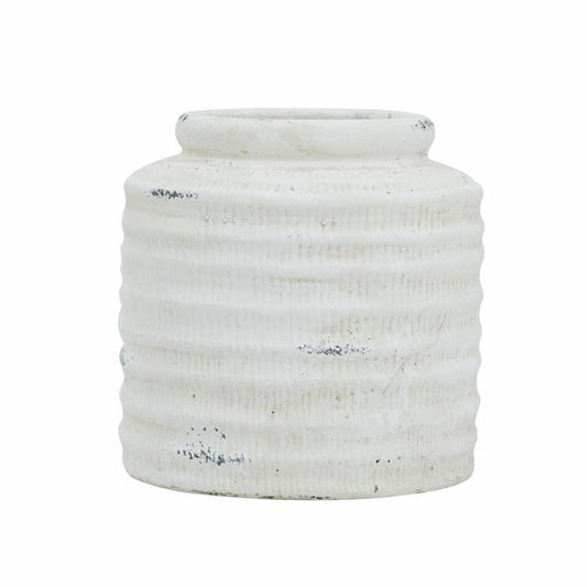 6" White Stoneware Round Jug Vase HomeRoots