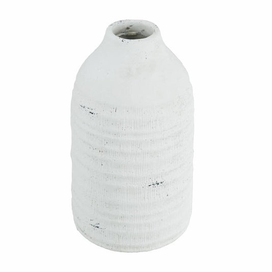 12" White Stoneware Round Jug Vase HomeRoots