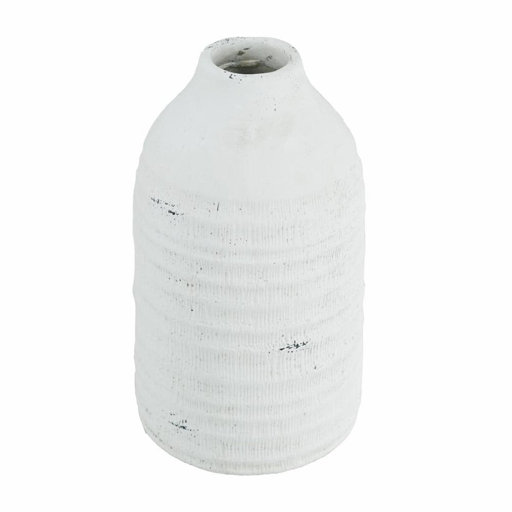12" White Stoneware Round Jug Vase HomeRoots